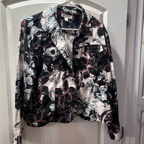 Coldwater Creek Black and White Floral Blazer Perfect For Fall - Picture 1 of 4